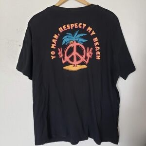 Quiksilver Men's XL Black Short Sleeve T-Shirt Respect My Beach Graphic Tee Top